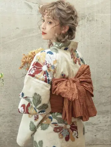 Dita 고전 국화 유카타 병아 오비 일본 나막신 3개 세트