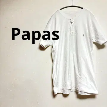 파파스 papas 헨리넥 티셔츠 원포인트 로고 화이트 S