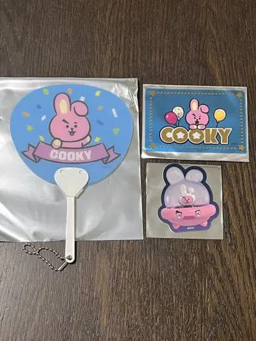 BT21 COOKY 클리어 카드 스티커 미니 부채 키링