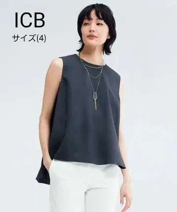 새상품급 ICB 백 새틴 슬리브리스 블라우스