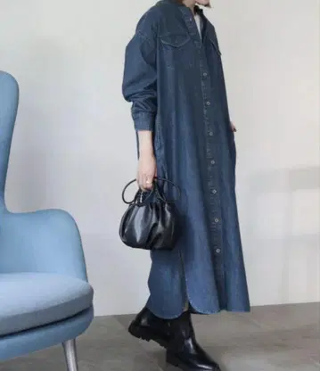 아메리칸 홀릭 데님 셔츠 원피스 L
