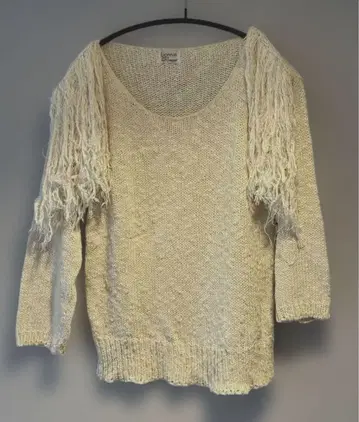 pelican vintage 프린지 5부 소매 니트 스웨터