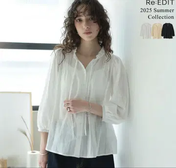 리디 코튼 시어 스트라이프 블라우스 화이트 여성용 M