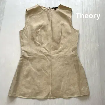 Theory 띠어리 베이지 슬리브리스 셔츠 린넨
