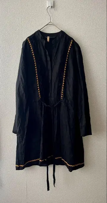 ZARA woman 긴팔 린넨 프린지 튜닉 블랙