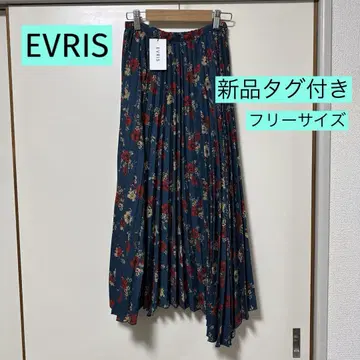 EVRIS 플라워 프린트 랜덤 플리츠 스커트