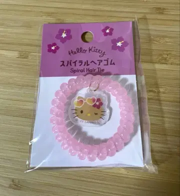 햇볕에 탄 키티 Hello Kitty 스파이럴 머리끈 핑크