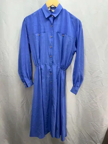 $ Schrader Sport Petites 블루 셔츠 원피스 긴팔