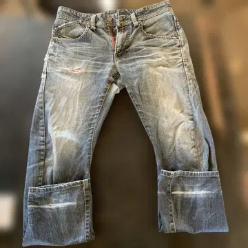 에드윈 데미지 가공 데님 청바지 XL x 33
