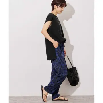 저널 스탠다드 바이컬러 플라워 이지 팬츠 블루