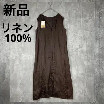 새상품 RNA 린넨 100% 브라운 원피스 슬리브리스 여름