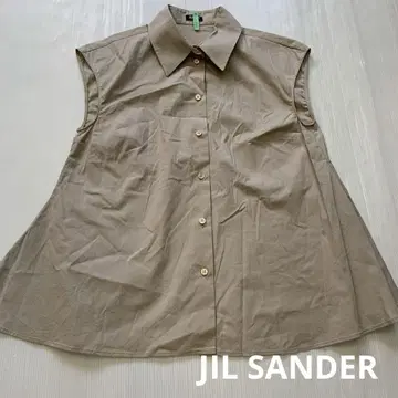 JIL SANDER 질 샌더 베이지 슬리브리스 셔츠