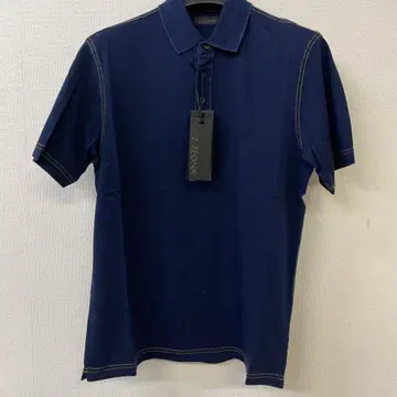 Z ZEGNA 남성용 카라 부착 티셔츠 데님 블루 S