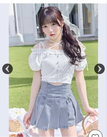 미셸 마카롱 슬림 레그 데님 치마바지