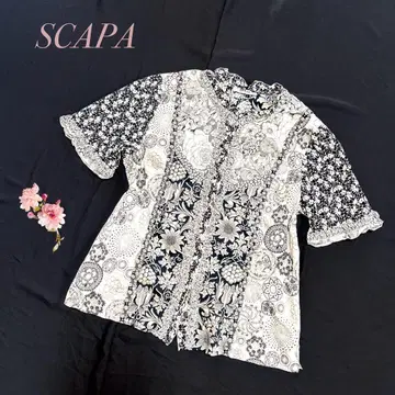 SCAPA 리버티 패치워크 반팔 셔츠 블라우스 여성용