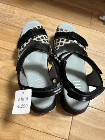 fitfit 가격표 부착 외반모지용 체크 무늬 컴포트 샌들 L L