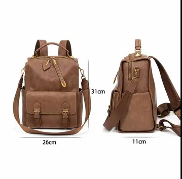 TERRE BLEUE 브라운 백팩 26x31x11cm 천연 가죽