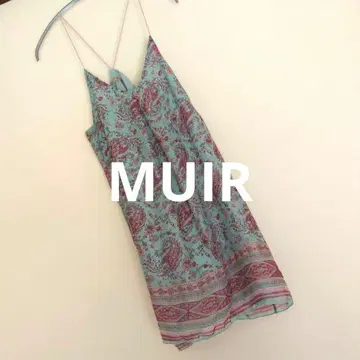 미사용 MUIR 스카이블루 페이즐리 무늬 슬립 드레스