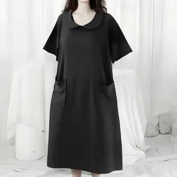 allureville 셔츠 원피스 블랙 둥근 카라 M 사이즈 상당 38