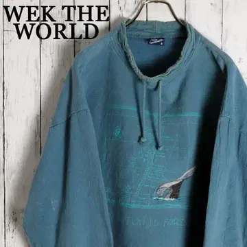 90년대 USA산 WEK THE WORLD 고래 자수 모크넥 풀오버