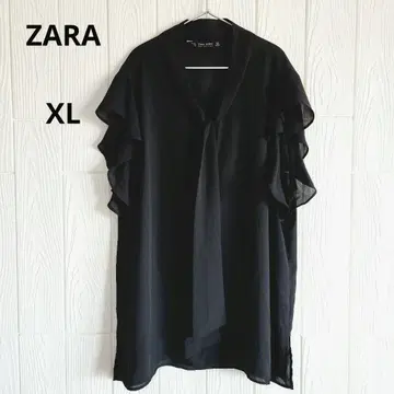 ZARA 자라 블라우스 시어 프릴 소매 리본 포함 쉬폰