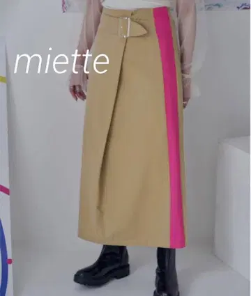 miette 미 프론트 벨트 랩스커트 베이지 F