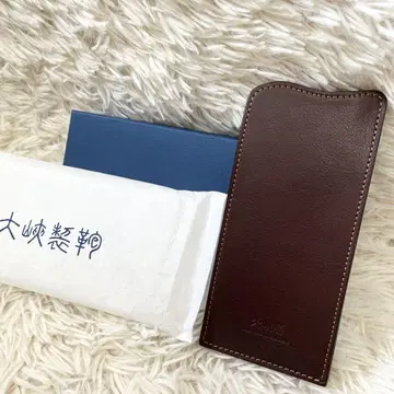 새상품급 오오바세이호 이탈리아 가죽 안경 케이스 브라운