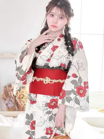 새상품 유카타 레트로 동백 [하자 있음]
