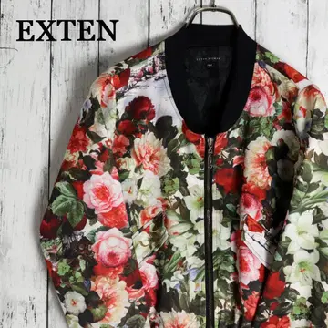 EXTEN WOMAN 레트로 플라워 프린트 꽃무늬 숏 블루종