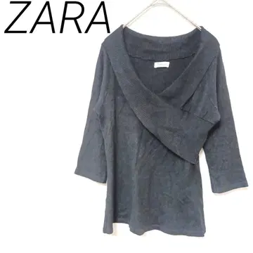 ZARA BASICS 블랙 V넥 5부 소매 튜닉 프리 엘레강트