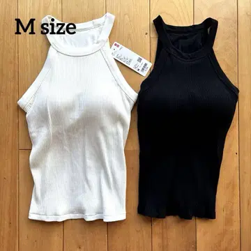 UNIQLO 홀터넥 브라 탱크탑 화이트 블랙 M 사이즈