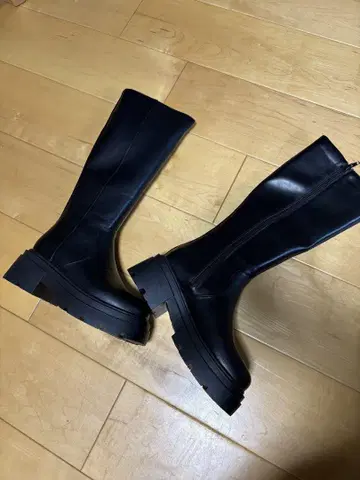 그레일 GRL 블랙 통굽 롱 부츠