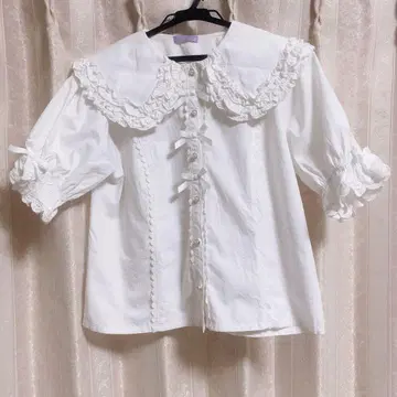 axes femme kawaii 둥근 카라 반팔 코튼 블라우스