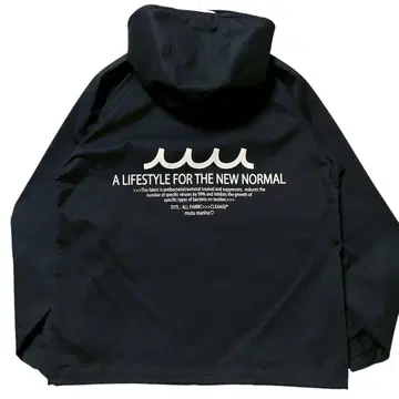 muta MARINE CLEANSE HOODED 블루종 블랙 백 로고