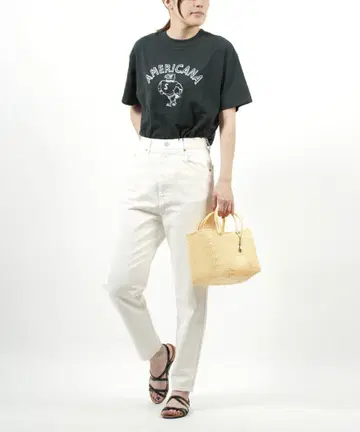 THE SHINZONE 캐럿 데님 테이퍼드 화이트 데님 32