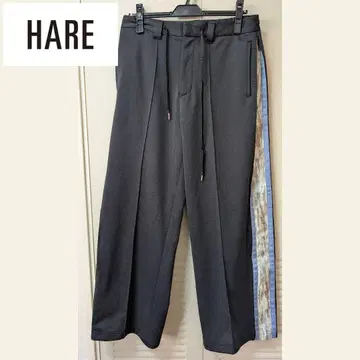 HARE 사이드 지퍼 라인 팬츠 와이드 슬랙스풍 F 사이즈 블랙