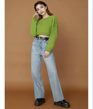 [ EVRIS ] 데님 와이드 팬츠