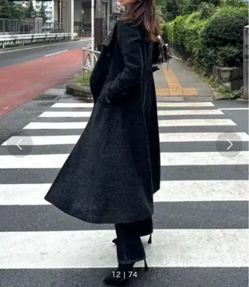 rienda 오버넥 신데렐라 라인 코트 블랙