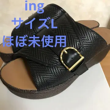 ing 블랙 거의 미사용 크로스 스트랩 웨지 샌들 L