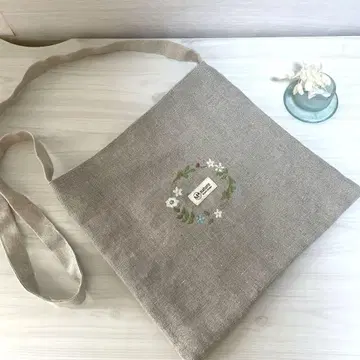 린넨 자수 사선 가방