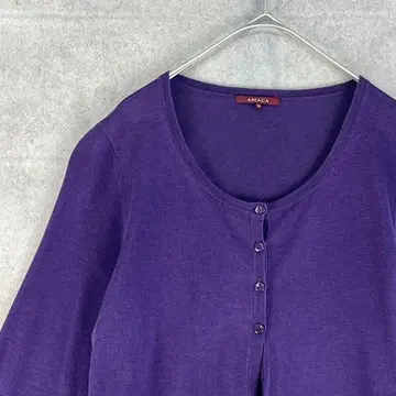 AMACA 아마카 삼양상회 디자인 가디건 얇은 소재 실크 심플 보라색