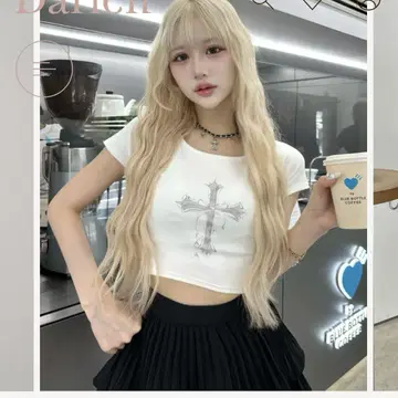 Darich 크로스 페이드 컴팩트 티셔츠 화이트