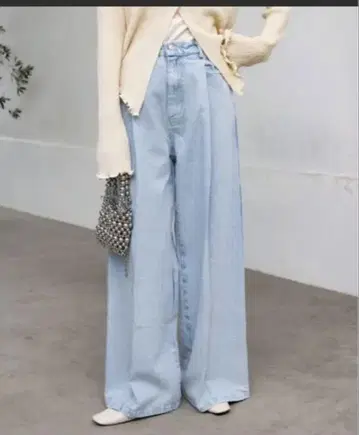 bab 라이트 블루 데님 와이드 레그 팬츠