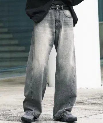 wym VINTAGE WASHED CURVED DENIM 그레이 M