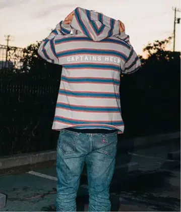 CAPTAIN'S HELM BORDER HOODED TEE L 사이즈