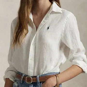 새상품급 RALPH LAUREN 버튼 다운 린넨 셔츠 클래식 핏 M