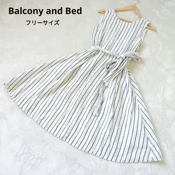 Balcony and Bed 린넨 원피스 스트라이프 종아리 기장 2way