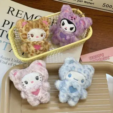 키티 갸루 곰 레오파드 무늬 스트랩 4종 세트