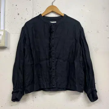 BEAMS BOY 빔즈 보이 린넨 긴팔 블라우스 블랙
