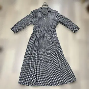 fog linen work 깅엄 체크 셔츠 원피스